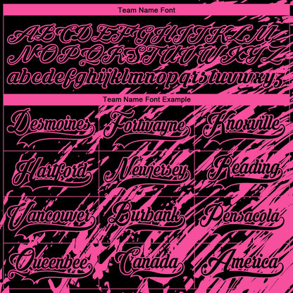 Custom Black Pink-White 3D Splash Art Hockey Lace Neck Jersey