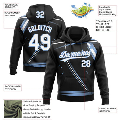 Custom Stitched Black White-Light Blue E-sports Pattern Pullover Sweatshirt Hoodie