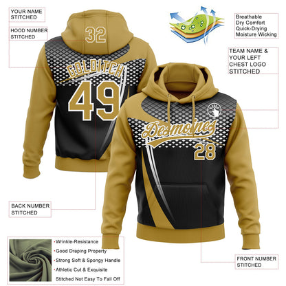 Custom Stitched Old Gold Black-White E-sports Pattern Pullover Sweatshirt Hoodie