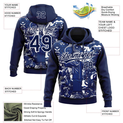 Custom Stitched Navy Royal-White Religion Jesus Christ Pullover Sweatshirt Hoodie