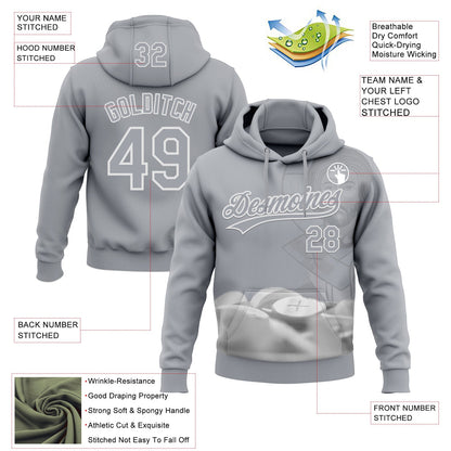Custom Stitched Gray White Religion Jesus Christ Pullover Sweatshirt Hoodie