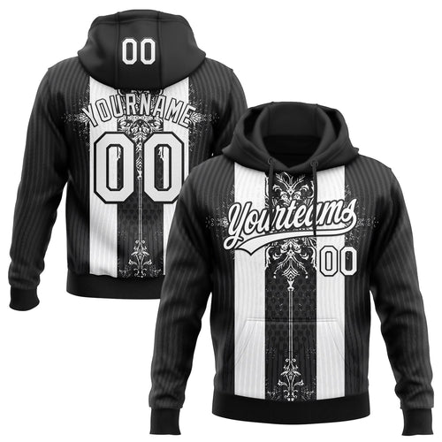 Custom Stitched Black White Retro Medieval Pullover Sweatshirt Hoodie