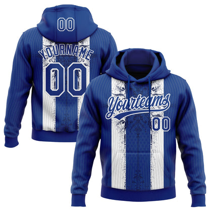 Custom Stitched Royal White Retro Medieval Pullover Sweatshirt Hoodie