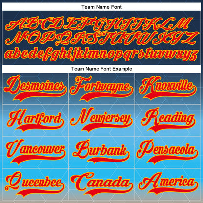 Custom Blue Fire Red Gold-Black Abstract Gradient Halftone Pattern Hockey Lace Neck Jersey