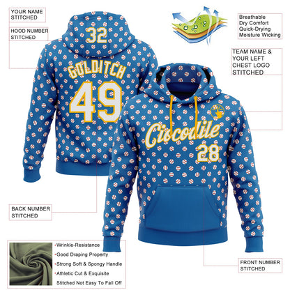 Custom Stitched Blue White-Gold Baseball Game Day Los Angeles Inspired Sports Pullover Sweatshirt Hoodie