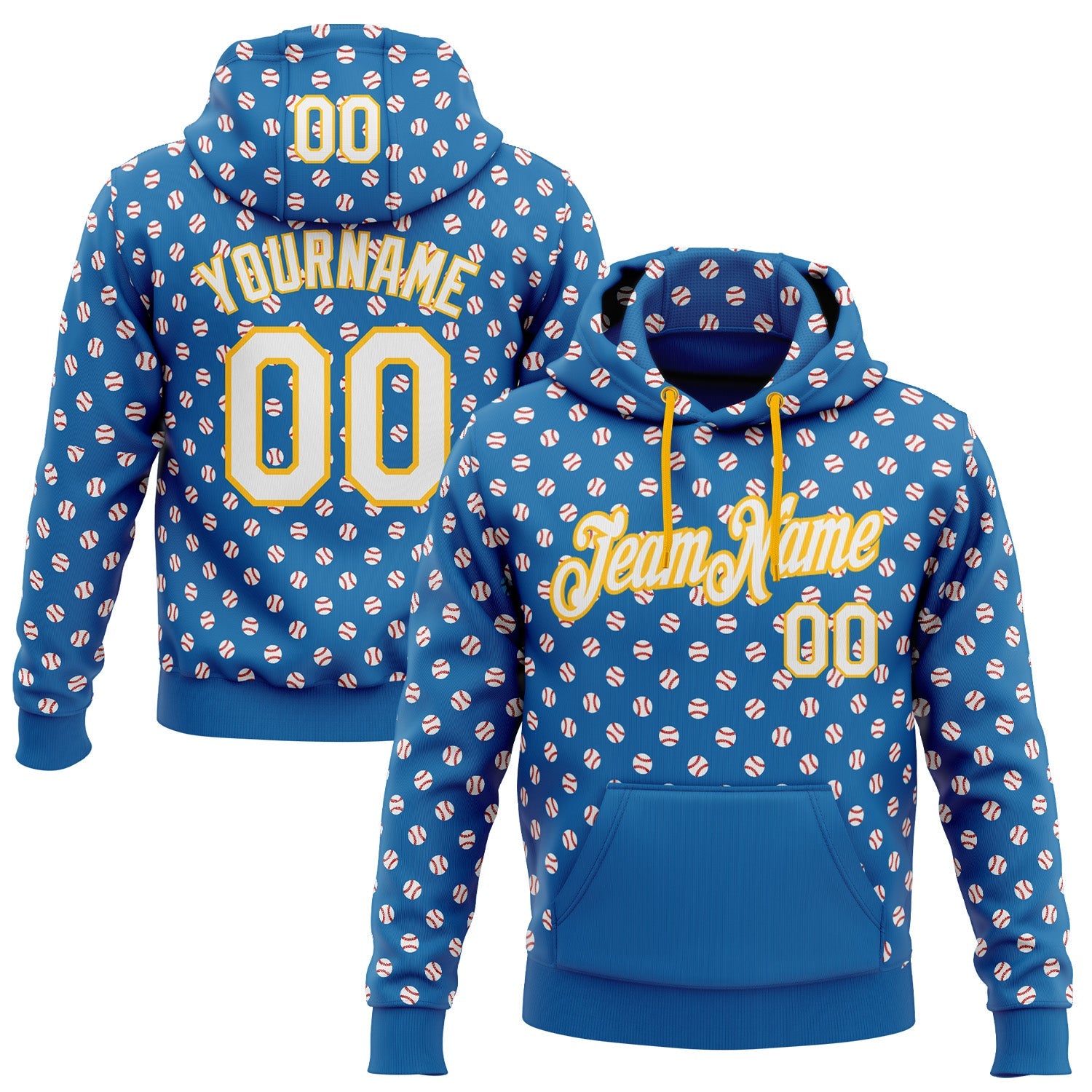 Custom Stitched Blue White-Gold Baseball Game Day Los Angeles Inspired Sports Pullover Sweatshirt Hoodie