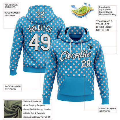 Custom Stitched Panther Blue White-Black Baseball Game Day Carolina Inspired Sports Pullover Sweatshirt Hoodie