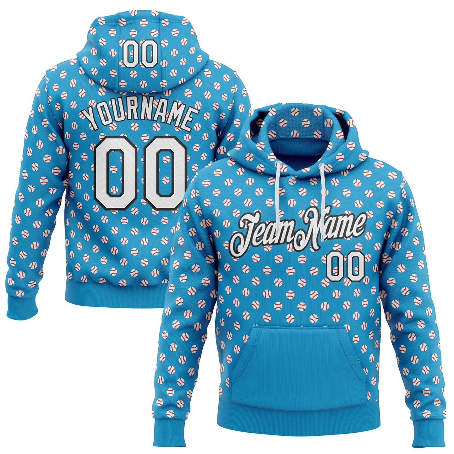 Custom Stitched Panther Blue White-Black Baseball Game Day Carolina Inspired Sports Pullover Sweatshirt Hoodie