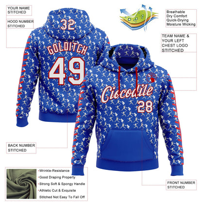 Custom Stitched Thunder Blue White-Red Baseball Game Day Buffalo Inspired Sports Pullover Sweatshirt Hoodie