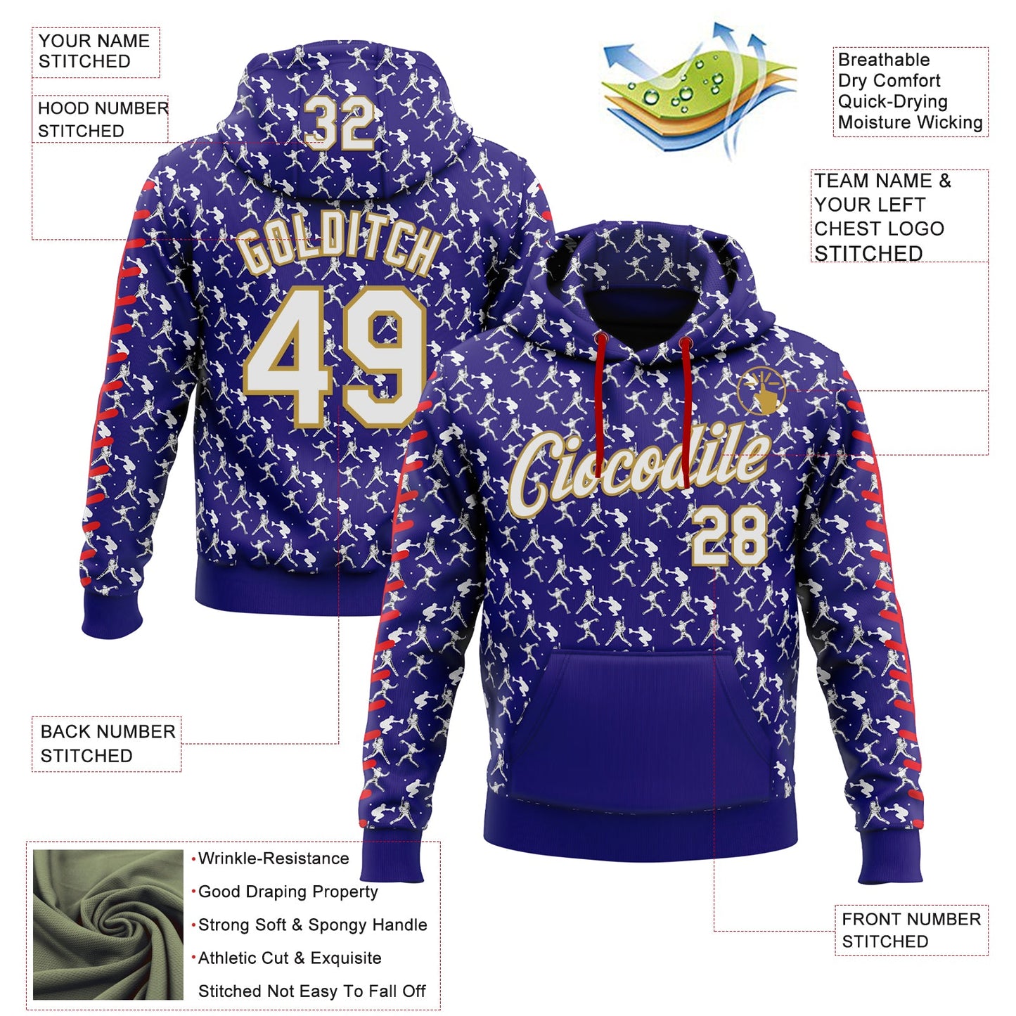 Custom Stitched Dark Purple White Old Gold-Red Baseball Game Day Baltimore Inspired Sports Pullover Sweatshirt Hoodie
