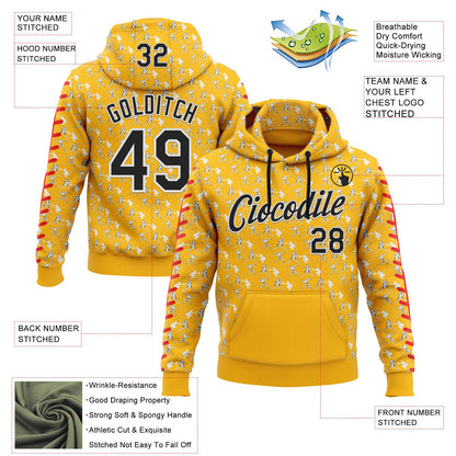 Custom Stitched Gold Black Red-White Baseball Game Day Pittsburgh Inspired Sports Pullover Sweatshirt Hoodie