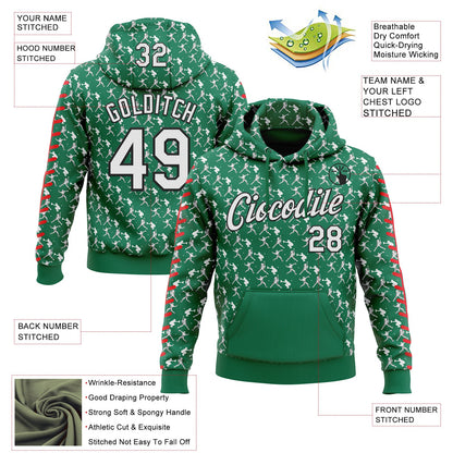 Custom Stitched Kelly Green White Red-Black Baseball Game Day New York Inspired Sports Pullover Sweatshirt Hoodie