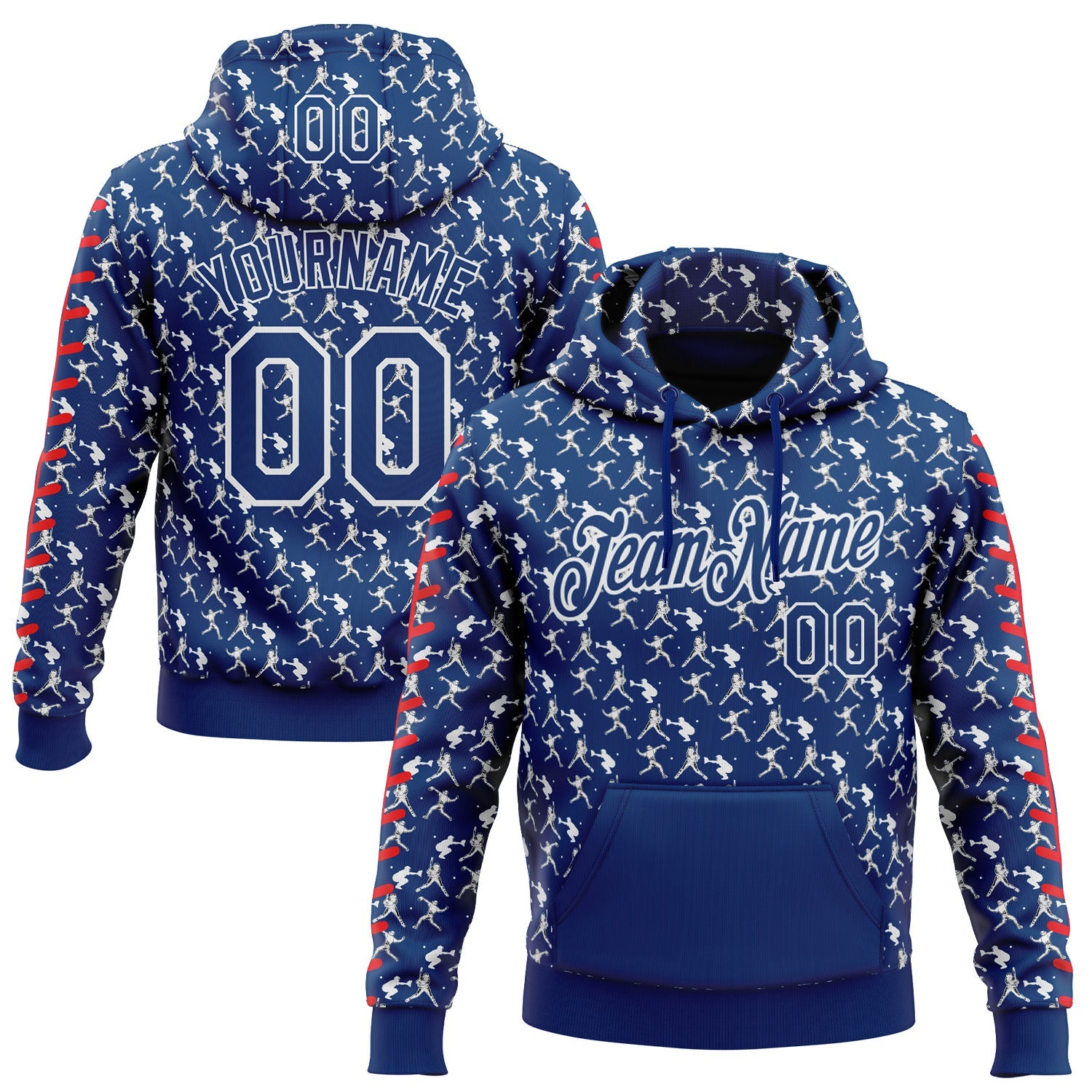 Custom Stitched US Navy Blue Red-White Baseball Game Day Indianapolis Inspired Sports Pullover Sweatshirt Hoodie