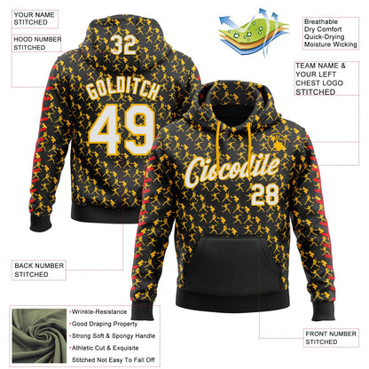 Custom Stitched Black White Gold-Red Baseball Game Day Pittsburgh Inspired Sports Pullover Sweatshirt Hoodie