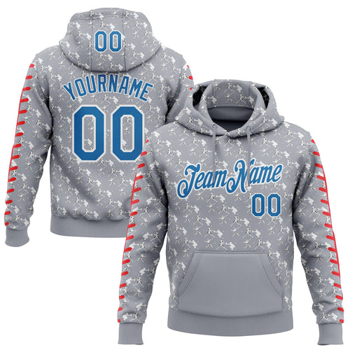 Custom Stitched Gray Blue Red-White Baseball Game Day Detroit Inspired Sports Pullover Sweatshirt Hoodie