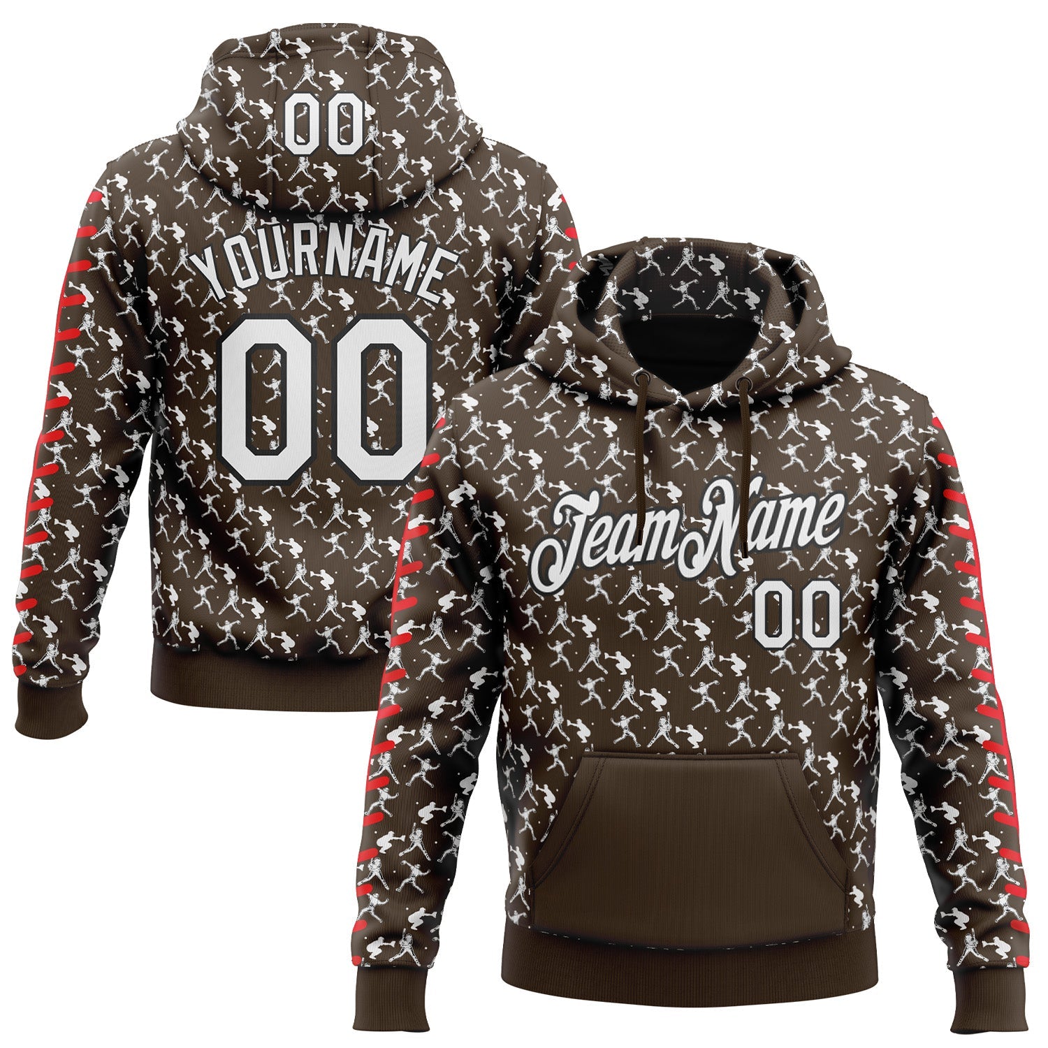 Custom Stitched Brown White Red-Black Baseball Game Day Cleveland Inspired Sports Pullover Sweatshirt Hoodie
