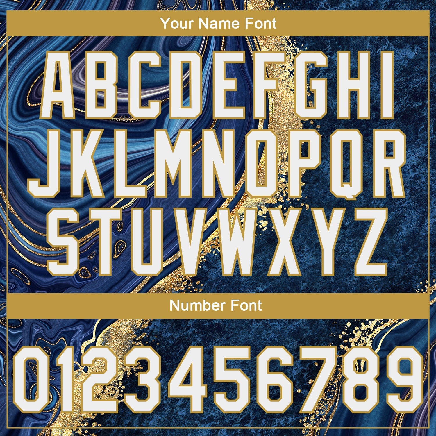 Custom Stitched Navy White-Old Gold Abstract Marble Sports Pullover Sweatshirt Hoodie