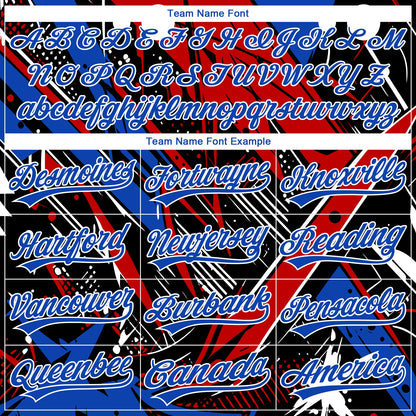 Custom Stitched Graffiti Pattern Red Thunder Blue-White Abstract Splatter Sports Pullover Sweatshirt Hoodie