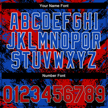 Custom Stitched Black Red Thunder Blue-White Abstract Splatter Sports Pullover Sweatshirt Hoodie