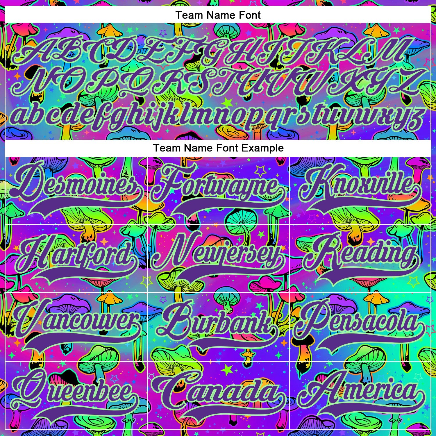 Custom Purple Pea Green-Black Trippy Psychedelic Magic Mushrooms Hockey Lace Neck Jersey