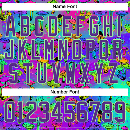 Custom Purple Pea Green-Black Trippy Psychedelic Magic Mushrooms Hockey Lace Neck Jersey