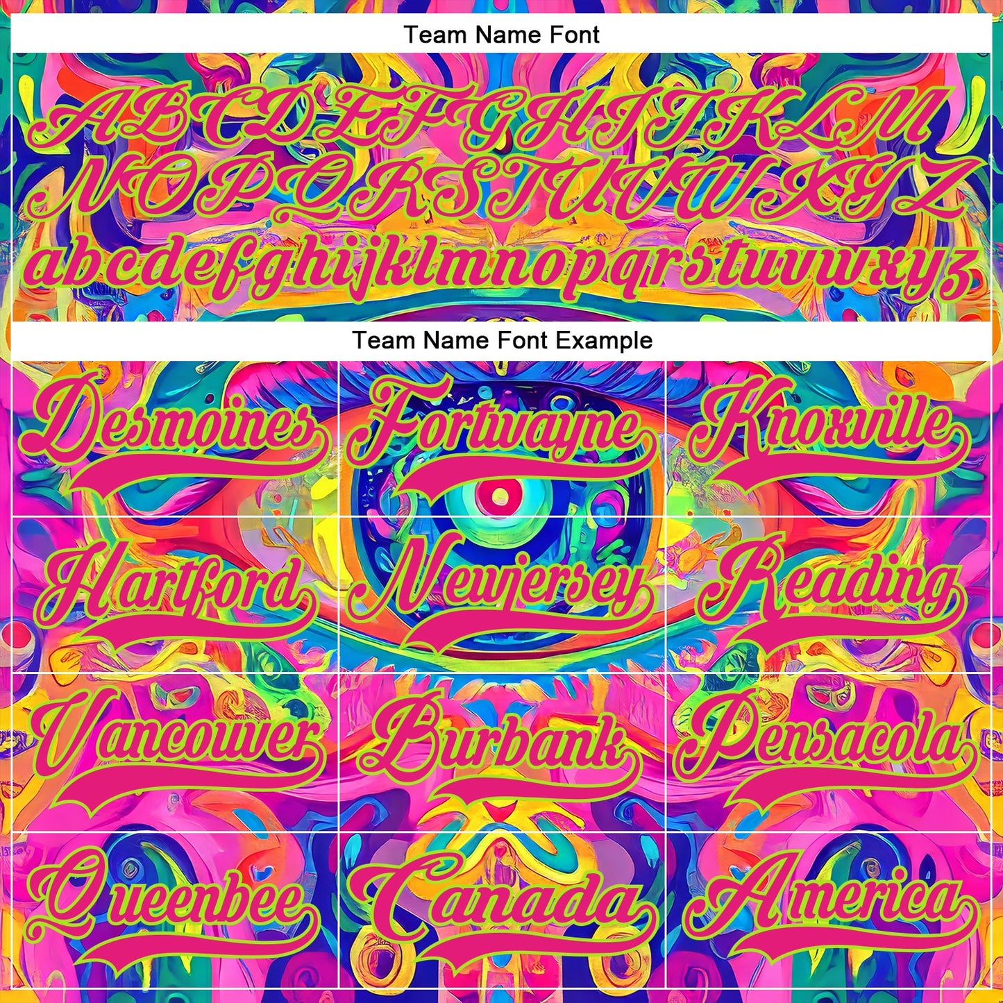 Custom Hot Pink Neon Green Yellow-Blue Trippy Psychedelic Neon Hockey Lace Neck Jersey