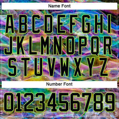Custom Black Neon Green Trippy Psychedelic Trendy Holographic Vaporwave Style Hockey Lace Neck Jersey