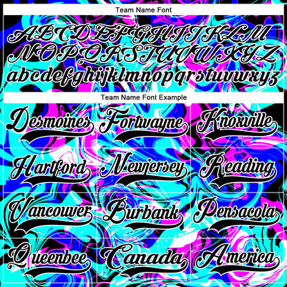Custom Blue Black Deep Pink-White Trippy Psychedelic Fluid Hockey Lace Neck Jersey