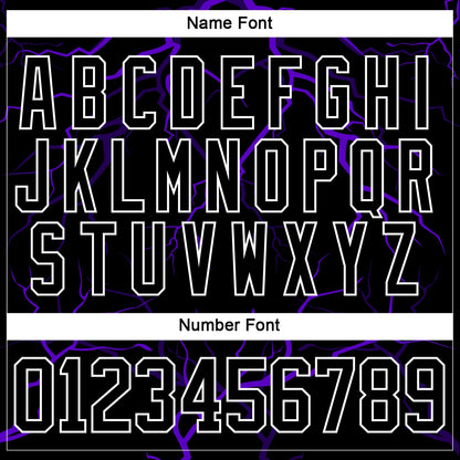 Custom Black Purple-White Lightning Hockey Lace Neck Jersey