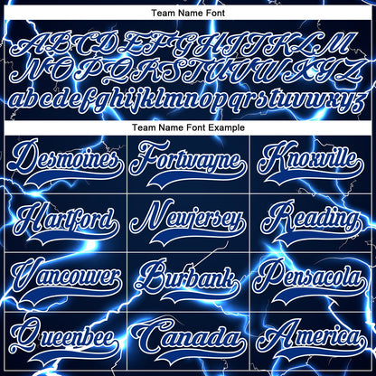 Custom Navy Royal-White Lightning Hockey Lace Neck Jersey