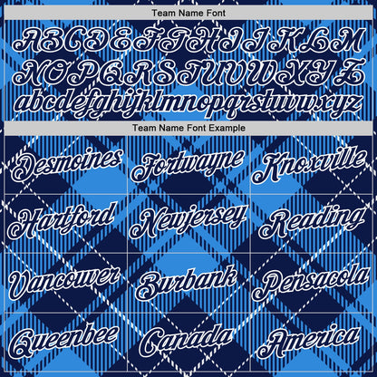Custom Navy White-Powder Blue Scotland Plaid Performance T-Shirt