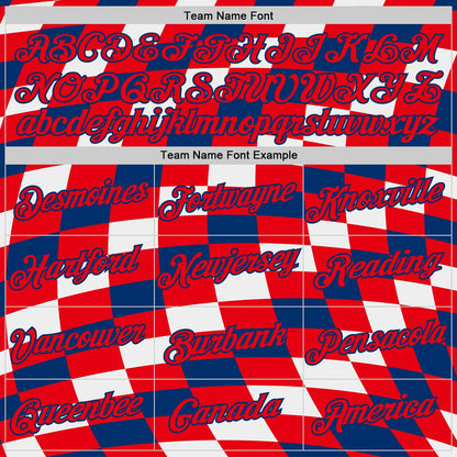 Custom White Fire Red-US Navy Blue Croatia Plaid Performance T-Shirt
