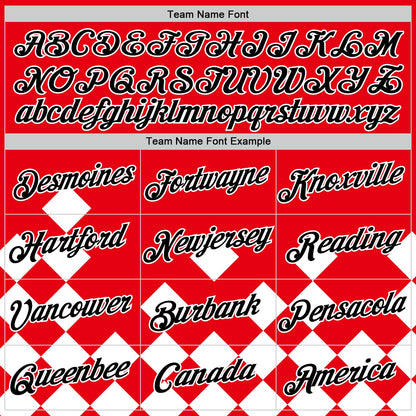 Custom Red Black-White Croatia Rhombus Performance T-Shirt