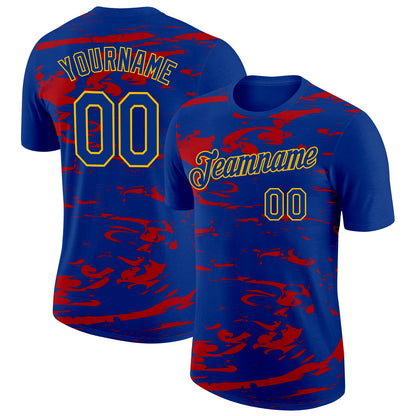 Custom Royal Gold-Red France Liquid Performance T-Shirt