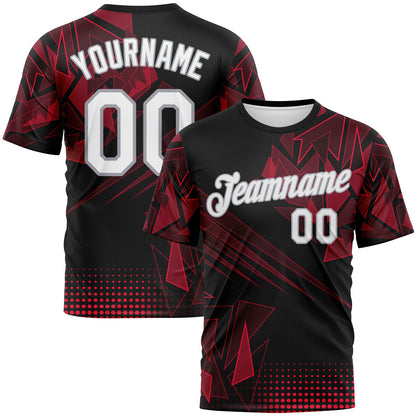 Custom Black White Red-Gray Abstract Geometric Shattered Angular Performance T-Shirt