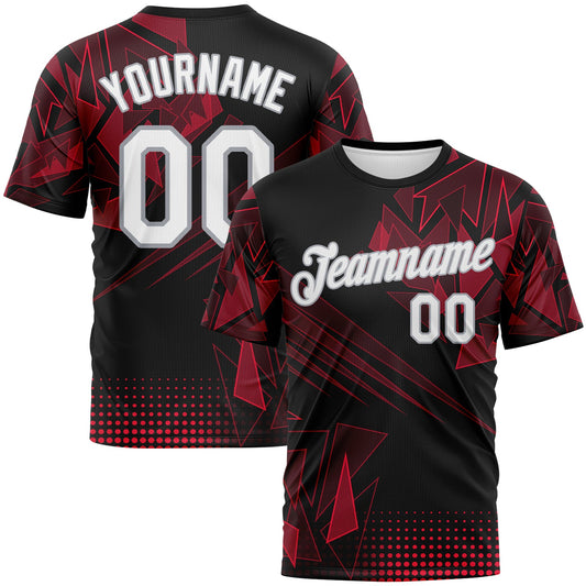 Custom Black White Red-Gray Abstract Geometric Shattered Angular Performance T-Shirt