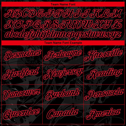 Custom Black-Fire Red Geometric Star Smoke Effect Performance T-Shirt