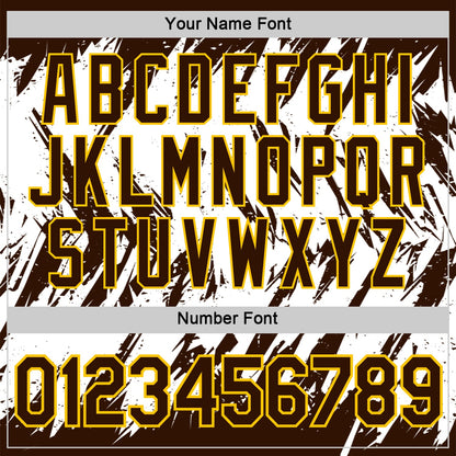 Custom Brown White-Yellow Torn Sharp Brush Stroke Splatter Performance T-Shirt