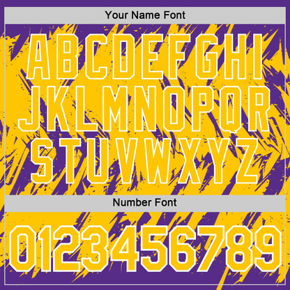 Custom Purple Yellow-White Torn Sharp Brush Stroke Splatter Performance T-Shirt