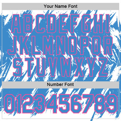 Custom White Powder Blue-Pink Torn Sharp Brush Stroke Splatter Performance T-Shirt
