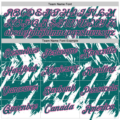 Custom White Teal-Pink Torn Sharp Brush Stroke Splatter Performance T-Shirt