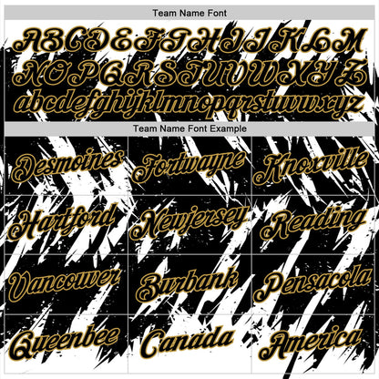 Custom White Black-Old Gold Torn Sharp Brush Stroke Splatter Performance T-Shirt