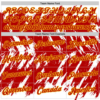 Custom White Red-Yellow Torn Sharp Brush Stroke Splatter Performance T-Shirt
