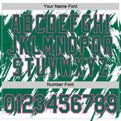 Custom White Kelly Green-Pink Torn Sharp Brush Stroke Splatter Performance T-Shirt
