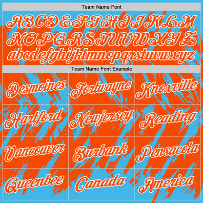 Custom Sky Blue Orange-White Torn Sharp Brush Stroke Splatter Performance T-Shirt