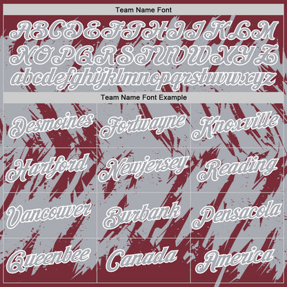 Custom Burgundy Gray-White Torn Sharp Brush Stroke Splatter Performance T-Shirt