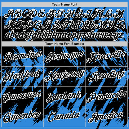 Custom Powder Blue Black-White Torn Sharp Brush Stroke Splatter Performance T-Shirt