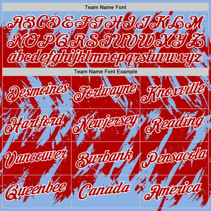 Custom Light Blue Red-White Torn Sharp Brush Stroke Splatter Performance T-Shirt
