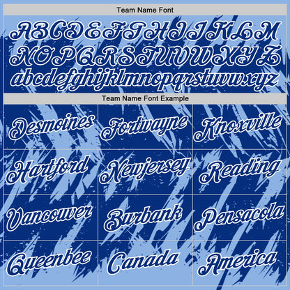 Custom Light Blue Royal-White Torn Sharp Brush Stroke Splatter Performance T-Shirt