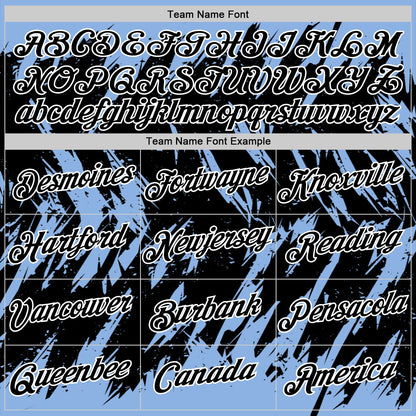 Custom Light Blue Black-White Torn Sharp Brush Stroke Splatter Performance T-Shirt